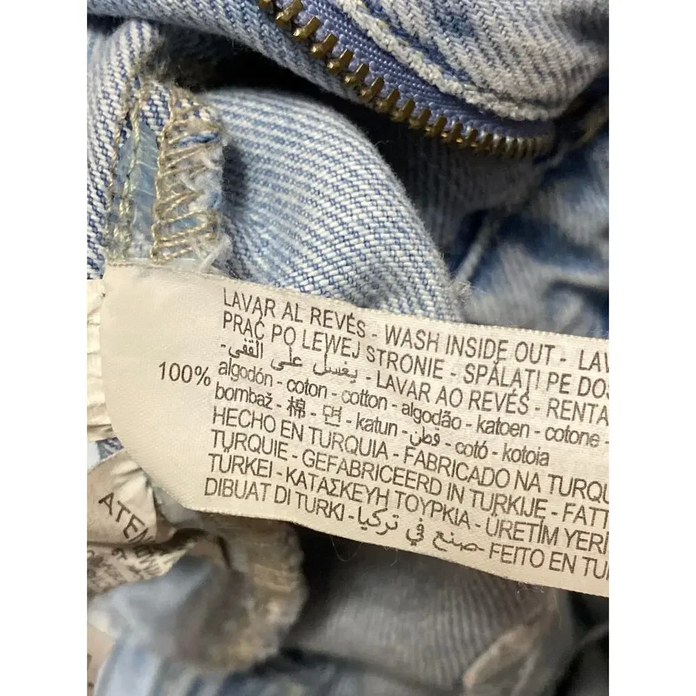 Zara Women's Blue Light Wash High Waisted Tapered Paperbag Denim Jeans Size 2